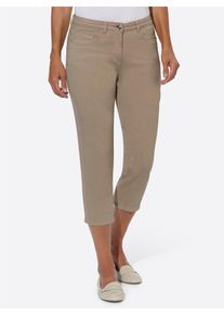 3/4-Jeans Casual Looks, Damen, Gr. 46, Normalgr&ouml;&szlig;en, beige, 98% Baumwolle, 2% Elasthan, unifarben, 3/4-L&auml;nge, Jeans 3/4-Jeans