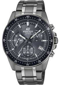 Chronograph CASIO EDIFICE, grau (schwarz, grau, silberfarben), Armbanduhren, Herren, Chronograph, Quarzuhr, Armbanduhr, Herrenuhr, Stoppfunktion, bis 10 bar wasserdicht