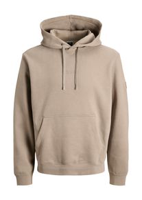 Jack & Jones Kapuzensweatshirt JACK & JONES "JCOPOINT SWEAT BADGE HOOD BF", Herren, Gr. S, desert taupe print:jj, angeraute Sweatware, Obermaterial: 72% Baumwolle, 28% Polyester, unifarben, relaxed fit, Rippb&uuml;ndchen, Sweatshirts Kapuzensweatshirt