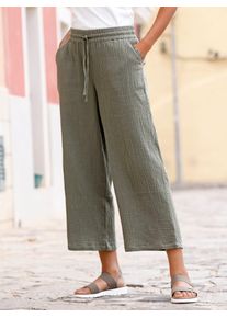 Culotte Casual Looks, Damen, Gr. 46, Normalgr&ouml;&szlig;en, gr&uuml;n (khaki), 100% Baumwolle, unifarben, 7/8-L&auml;nge, Hosen Culotte