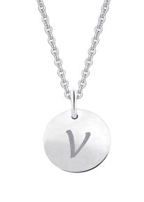 Kettenanh&auml;nger ONE ELEMENT "Buchstabe V Buchstaben Anh&auml;nger aus 333 Wei&szlig;gold &Oslash; 11,0 mm", silber, Schmuckanh&auml;nger, Damen, Wei&szlig;gold 333, Kettenanh&auml;nger