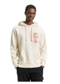 Hoodie Tom Tailor Denim, Herren, Gr. L, wool wei&szlig;, Sweatware, Obermaterial: 70% Baumwolle, 30% Polyester, bedruckt, regular fit normal, ohne Ausschnitt, Rippb&uuml;ndchen, Sweatshirts Hoodie, mit Print