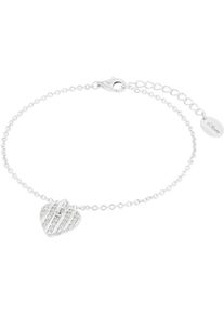 Armband s.Oliver "Herz", silber (silberfarben, wei&szlig;, wei&szlig;), Armb&auml;nder, Damen, 20cm, Silber 925 (Sterlingsilber), Armband, mit Zirkonia (synth.)