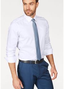 Businesshemd OLYMP "Level Five body fit", Herren, Gr. 45, Verl&auml;ngerter Arm, wei&szlig;, Web, Obermaterial: 97% Baumwolle, 3% Elastolefin, schmal, 1-Knopf-Manschette verstellbar, Hemden Businesshemd, mit extra langem &Auml;rmel