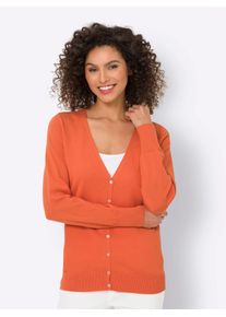 Strickjacke Heine, Damen, Gr. 46, orange, 100% Baumwolle, unifarben, Strickjacken Strickjacke