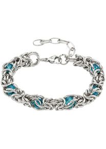 Edelstahlarmband Bruno Banani "Schmuck", blau (edelstahlfarben, t&uuml;rkis, t&uuml;rkis), Armb&auml;nder, Damen, 25,5cm, Edelstahl, Edelstahlarmband, mit Glasstein