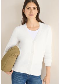 Cardigan Cecil, Damen, Gr. L (42), light greige, Strick, Obermaterial: 80% Polyester, 20% Baumwolle, unifarben, h&uuml;ftbedeckend, V-Ausschnitt, B&uuml;ndchen, Strickjacken Cardigan, in flauschiger Federgarn-Qualit&auml;t