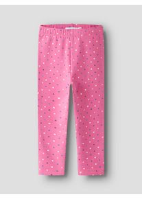 Leggings name it "NMFOEANA SWEAT LEGGING BRU PB", M&auml;dchen, Gr. 128, N-Gr, rosa (pink power), Web, Obermaterial: 95% Baumwolle, 5% Elasthan, bedruckt, regular fit kn&ouml;chellang, Hosen Leggings
