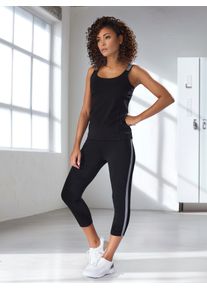 H.I.S. Caprileggings H.I.S, Damen, Gr. L (44/46), N-Gr, schwarz, Single Jersey, Obermaterial: 95% Baumwolle, 5% Elasthan, unifarben, k&ouml;rpernah ca. Mitte Wade, Hosen Caprileggings