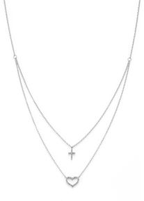 Kette mit Anh&auml;nger Firetti "Schmuck Geschenk Silber 925 Halsschmuck Halskette Ankerkette Kreuz", silber (silberfarben, kristallwei&szlig;), Halsketten, Damen, Silber 925 (Sterlingsilber), L: 46, Kette mit Anh&auml;nger, mit Zirkonia (synth.)