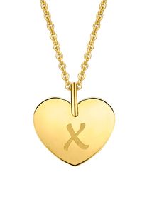 Kettenanh&auml;nger ONE ELEMENT "Herz mit Gravur X Buchstaben Anh&auml;nger aus 333 Gelbgold", gold, Schmuckanh&auml;nger, Damen, Gelbgold 333, Kettenanh&auml;nger