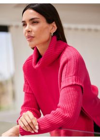 Rollkragenpullover Heine "Pullover", Damen, Gr. 44, pink, 75% Polyacryl, 15% Wolle, 10% Polyamid, meliert, unifarben, Pullover Rollkragenpullover