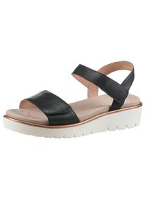 Keilsandalette Ara "BILBAO", Damen, Gr. 41, blau (nachtblau), Glattleder, unifarben, Schuhe Keilsandalette, Sommerschuh, Sandale, Keilabsatz, Klett, Weite G (weit)