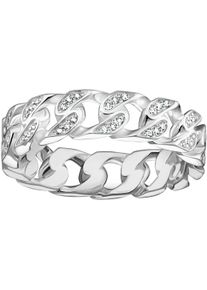 Fingerring Thomas Sabo "Kettenglieder-Ring Silber mit Zirkonia" Gr. 56, bunt (silberfarben, wei&szlig;), Fingerringe, Damen, 56, Silber 925 (recycelt), 5mm, Fingerring, mit Zirkonia (synth.)