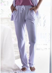 Pyjamahose s.Oliver, Damen, Gr. 44/46, N-Gr, rot (bordeaux, gestreift), Single Jersey, Obermaterial: 50% Baumwolle, 50% Viskose, gestreift, bequem lang, Hosen Pyjamahose, mit seitlichen Eingrifftaschen