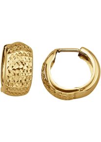 Paar Creolen Firetti "Schmuck Geschenk Gold 375 Ohrschmuck Ohrringe Struktur", gold (gelbgoldfarben), Ohrringe, Damen, 15,8mm, Gelbgold 375, Paar Creolen