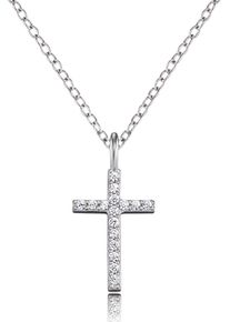 Kette mit Anh&auml;nger Engelsrufer "Kreuz", silber (silber, 925), Halsketten, Damen, Silber 925 (Sterlingsilber), L: 42, Kette mit Anh&auml;nger, mit Zirkonia (synth.)