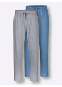 w&auml;schepur Schlafhose W&Auml;SCHEPUR, Herren, Gr. 44/46, Normalgr&ouml;&szlig;en, blau (grau, meliert, mittelblau), 100% Baumwolle, Meliert:88% Baumwolle, 12% Polyester, unifarben, Hosen Schlafhose
