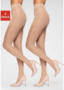 St&uuml;tzstrumpfhose Lascana, Damen, Gr. XL (48/50), beige (puder), Obermaterial: 84% Polyamid, 16% Elasthan, uni, elastisch, Strumpfhosen St&uuml;tzstrumpfhose, mit verst&auml;rktem H&ouml;schenteil, Topseller