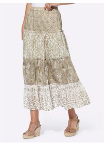 Schlupfrock Heine, Damen, Gr. 48, braun (schlamm, ecru, bedruckt), 100% Baumwolle, bedruckt, gemustert, mehrfarbig, kurz, R&ouml;cke Schlupfrock