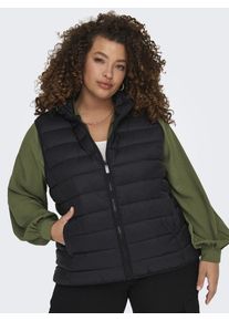 Steppweste Only CARMAKOMA "CARNEW TAHOE HOOD WAISTCOAT CC OTW NOOS", Damen, Gr. S (42/44), schwarz, Web, Obermaterial: 100% Nylon, unifarben, Westen Steppweste