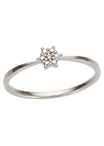 Diamantring Firetti "Schmuck Geschenk Gold 333 Damenring Goldring Diamant Blume" Gr. 16, wei&szlig; (wei&szlig;goldfarben), Fingerringe, Damen, 16, 0,01 P2 = erkennbare Einschl&uuml;sse, Diamanten Wei&szlig;gold 333, 1,5mm, Diamanten, Wei&szlig;gold 333, Diamantring, mit Brillant