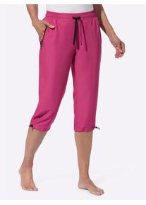 Caprihose, Damen, Gr. 46, Normalgr&ouml;&szlig;en, pink (fuchsia), 100% Polyester, unifarben, knielang, Hosen Caprihose