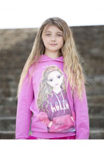 Top Model Kapuzensweatshirt TOPMODEL, M&auml;dchen, Gr. 152, pink (super pink), Sweatware, Obermaterial: 95% Baumwolle, 5% Elasthan, bedruckt, normal, Rundhals, Sweatshirts Kapuzensweatshirt