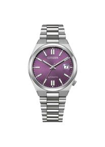 Automatikuhr Citizen "TSUYOSA 37 mm", silberfarben, violett, Armbanduhren, Damen, Automatikuhr, Armbanduhr, Damenuhr, Mechanische Uhr, Edelstahlarmband, analog