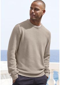 Strickpullover John Devin, Herren, Gr. M (48/50), beige, Strick, Obermaterial: 50% Baumwolle, 50% Polyacryl, unifarben, regular fit normal, Rundhals, Strickb&uuml;ndchen, Pullover Strickpullover, Pullover in modischer Strickstruktur, Topseller