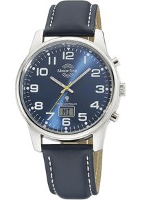Funkuhr MASTER TIME "Super Power", blau (dunkelblau), Armbanduhren, Herren, Funkuhr, Armbanduhr, Quarzuhr, Herrenuhr, Datum, Leuchtzeiger