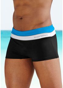 Boxer-Badehose Bruno Banani, Herren, Gr. 4, N-Gr, bunt (schwarz, t&uuml;rkis), Polyamid, Colorblocking, kontrastfarbene Details, Badehosen Boxer-Badehose, mit Kontraststreifen, Topseller
