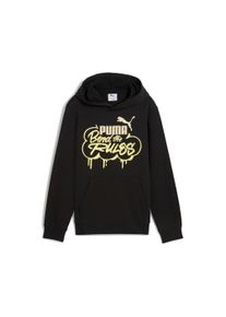 Kapuzensweatshirt Puma "MID90S HOODIE TR B", Jungen, Gr. 152, schwarz (Puma schwarz), Sweatware, Obermaterial: 68% Baumwolle, 32% Polyester, bedruckt, regular fit normal, angesetztes B&uuml;ndchen, Sweatshirts Kapuzensweatshirt, mit Kapuze, mit K&auml;ngurutasche, mit Print-Applikation, Regular Fit