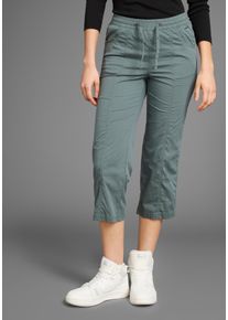 3/4-Hose Kangaroos, Damen, Gr. 36, N-Gr, dunkles graugr&uuml;n, Web, Obermaterial: 50% Baumwolle, 46% Polyamid, 4% Elasthan, kontrastfarbene Details, unifarben, bequem 3/4-L&auml;nge, Hosen 3/4-Hose, sportliche Capri mit elastischem Bund