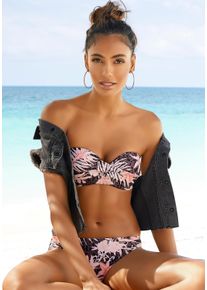 B&uuml;gel-Bandeau-Bikini Buffalo, Damen, Gr. 40, Cup E, bunt (braun, apricot), Recycling-Polyamid, bedruckt, gebl&uuml;mt, gepunktet, Bikini-Sets B&uuml;gel-Bandeau-Bikini, im Mustermix