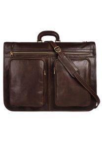 Pike Reisetasche PIK&Eacute;, Damen, Gr. B/H/T: 56cm x 47cm x 14cm onesize, braun (dunkelbraun), Leder, gl&auml;nzend, Taschen Reisetasche, echt Leder, Made in Italy
