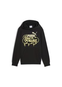 Kapuzensweatshirt Puma "MID90S HOODIE TR B", Jungen, Gr. 164, schwarz (Puma schwarz), Sweatware, Obermaterial: 68% Baumwolle, 32% Polyester, bedruckt, regular fit normal, angesetztes B&uuml;ndchen, Sweatshirts Kapuzensweatshirt, mit Kapuze, mit K&auml;ngurutasche, mit Print-Applikation, Regular Fit