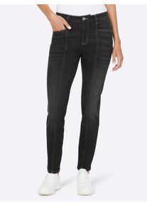 Bequeme Jeans Heine, Damen, Gr. 46, Normalgr&ouml;&szlig;en, schwarz (schwarz denim), 81% Baumwolle, 17% Polyester, 2% Elasthan, unifarben, lang, Jeans Bequeme Jeans