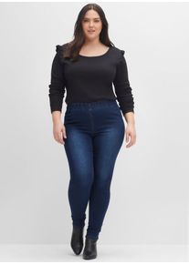 Jeansleggings sheego, Damen, Gr. 46, Normalgr&ouml;&szlig;en, blau (dunkelblau denim), 81% Baumwolle, 17% Polyester, 2% Elasthan, unifarben, lang, Jeans Jeansleggings