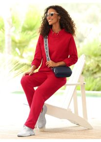 Hausanzug Heine, Damen, Gr. 46, rot, 82% Baumwolle, 18% Polyester, Homewear-Sets Hausanzug