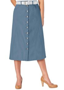 Jeansrock Inspirationen, Damen, Gr. 36, blau (blau, bleached), 84% Baumwolle, 15% Polyester, 1% Elasthan, unifarben, wadenlang, R&ouml;cke Jeansrock