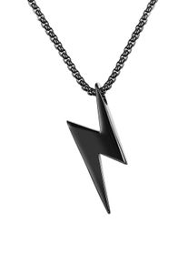 Kette mit Anh&auml;nger Firetti "Schmuck Geschenk Blitz", schwarz, Halsketten, Herren, Edelstahl, L: 55 B: 3mm, Kette mit Anh&auml;nger, B:3mm