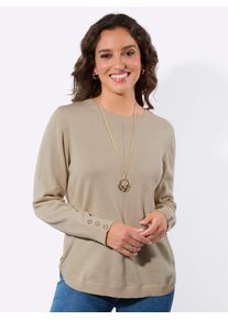 Strickpullover Casual Looks "Langarm-Pullover", Damen, Gr. 48, sesam, 50% Baumwolle, 50% Polyacryl, unifarben, Pullover Strickpullover