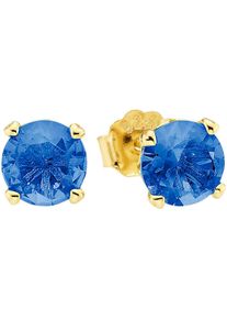 Paar Ohrstecker "Schmuck Geschenk Silber 925 Silberohrstecker", gold (gelbgoldfarben, blau, blau), ANISTON JEWELRY & WATCHES, Ohrringe, Damen, 4mm, Silber 925 (Sterlingsilber), Paar Ohrstecker, mit Zirkonia (synth.) oder Glasstein