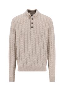 Troyer Fynch-Hatton, Herren, Gr. 3XL, new sanftes wei&szlig;, Strick, Obermaterial: 65% Baumwolle, 35% Wolle, unifarben, normal h&uuml;ftbedeckend, Rundhals, Flachstrickb&uuml;ndchen, Pullover Troyer, Strickpullover mit Zopfmuster und Knopfleiste, Woll-Anteil