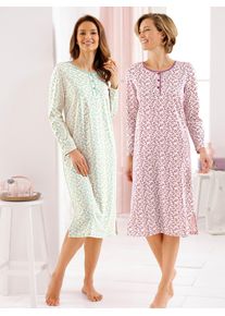 w&auml;schepur Nachthemd W&Auml;SCHEPUR "Nachthemden", Damen, Gr. 36/38, Normalgr&ouml;&szlig;en, beige (champagner, bedruckt, hellros&eacute;, bedruckt), 100% Baumwolle, bedruckt, gebl&uuml;mt, gemustert, mehrfarbig, Kleider Nachthemd