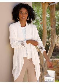 Cardigan Heine, Damen, Gr. 44, ecru, beige, bedruckt, 100% Baumwolle, bedruckt, gemustert, mehrfarbig, Strickjacken Cardigan