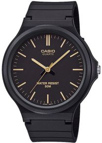 Quarzuhr, schwarz (schwarz, goldfarben), CASIO TIMELESS COLLECTION, Armbanduhren, Herren, Quarzuhr, Armbanduhr, Herrenuhr, analog, Resinarmband, Acrylglas