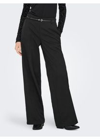 Stoffhose Only "ONLMALIKA LIFE MW BELT PANT TLR", Damen, Gr. 34, L&auml;nge 32, schwarz, Obermaterial: 92% Polyester, 8% Elasthan, unifarben, loose fit, Hosen Stoffhose