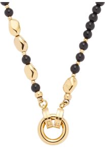 Charm-Kette Leonardo "Halskette Dorina Clip&Mix", schwarz (gelbgoldfarben, schwarz), Halsketten, Damen, Edelstahl, L: 45 B: 8mm, Charm-Kette, mit Glasperle, B:8mm